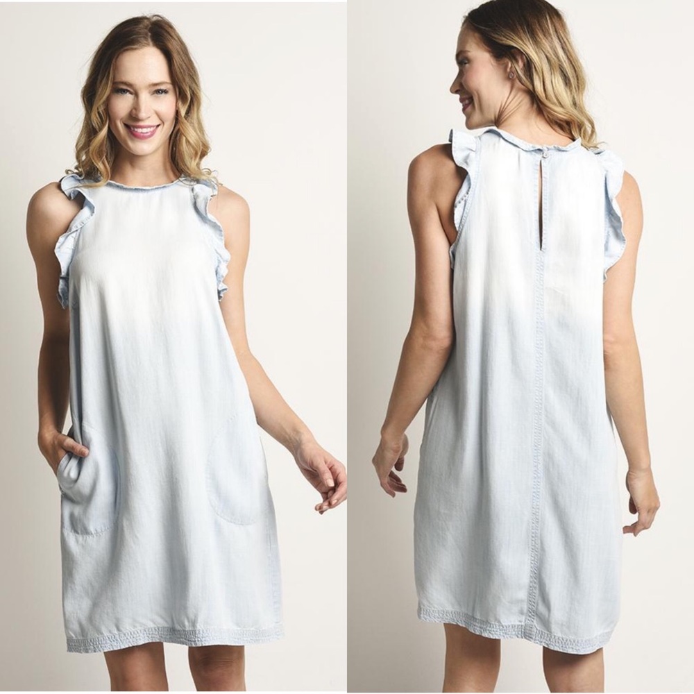Bella Dahl Ruffle Chambray Dress XS